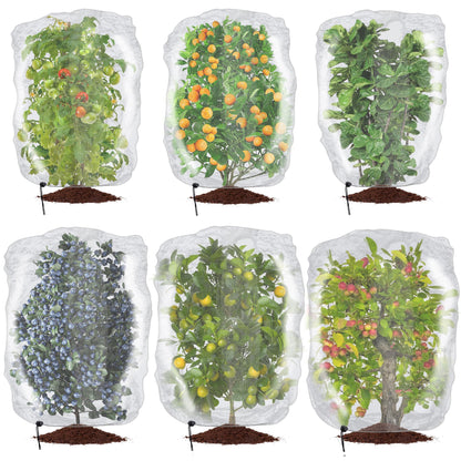 Alpurple 2 Pcs Insect Bird Barrier Netting Mesh with Drawstring- 4.9 x 3.2 Ft Garden Bug Netting Plant Cover- Fruit Tree Net for Protect Plant Fruits Citrus Flower from Insect Bird Eating