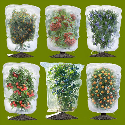 Plant Netting with Drawstring, 4P 2.6x3.3 FT - Easy Install Fruit Tree Protection Cover, Reusable Garden Mesh Bag for Blueberry Bushes/Tomato - Block Birds/Insect/Squirrels