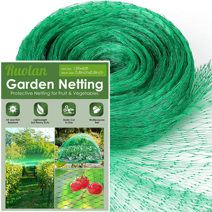 Ruolan Bird Netting for Garden Protect Vegetable Plants and Fruit Trees13X20Ft,Plastic Trellis Netting for Birds, Deer,Squirrels and Other Animals