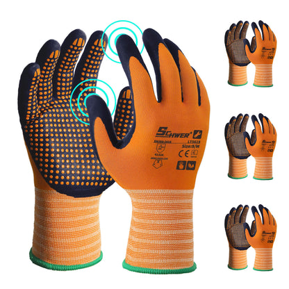 Schwer 3/6/12 Pairs Safety Work Gloves, MicroDot Abrasion & Grip, LT5619, L