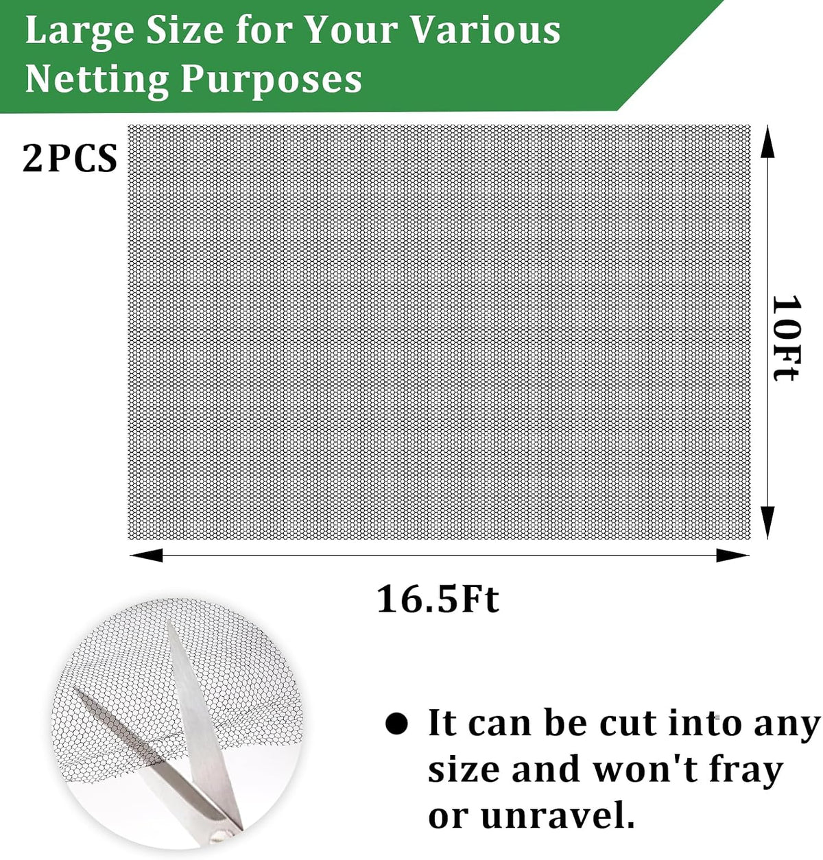 2PCS 10 x 16.5 Ft Mosquito Netting for Patio, Garden Mesh Netting, Fly Insect Bird Net Barrier for Protect Vegetables Plants, Mosquito Mesh Screen for Outdoor Patios Apartment Balcony (Black)