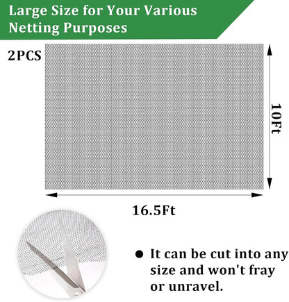 2PCS 10 x 16.5 Ft Mosquito Netting for Patio, Garden Mesh Netting, Fly Insect Bird Net Barrier for Protect Vegetables Plants, Mosquito Mesh Screen for Outdoor Patios Apartment Balcony (Black)