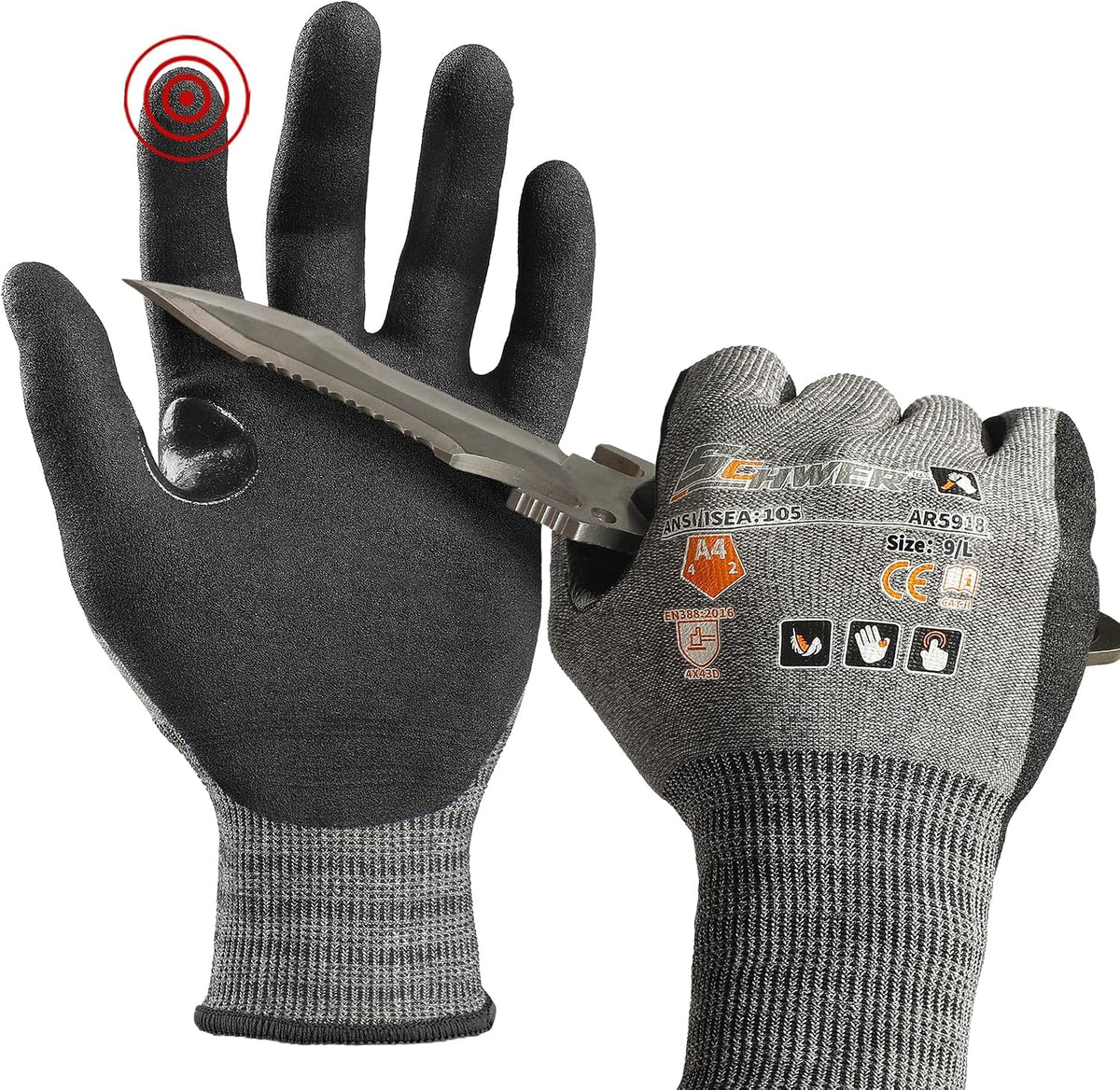 Schwer A4 AIR-SKIN Cut Resistant Work Gloves, Ultra Lightweight, AR5918, M