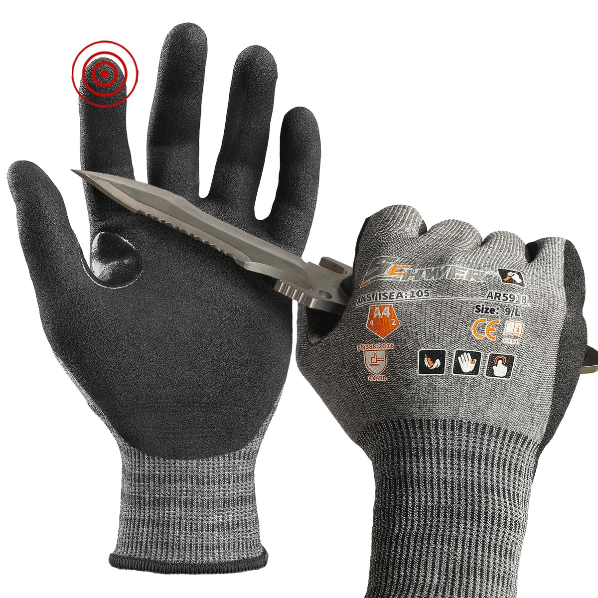Schwer A4 AIR-SKIN Cut Resistant Work Gloves, Ultra Lightweight, AR5918, M