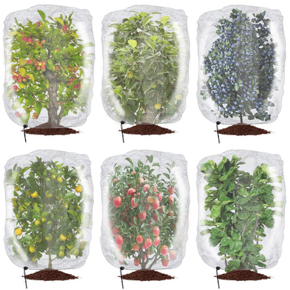 Alpurple 2 Pcs Insect Bird Barrier Netting Mesh with Drawstring- 4.9 x 3.2 Ft Garden Bug Netting Plant Cover- Fruit Tree Net for Protect Plant Fruits Citrus Flower from Insect Bird Eating