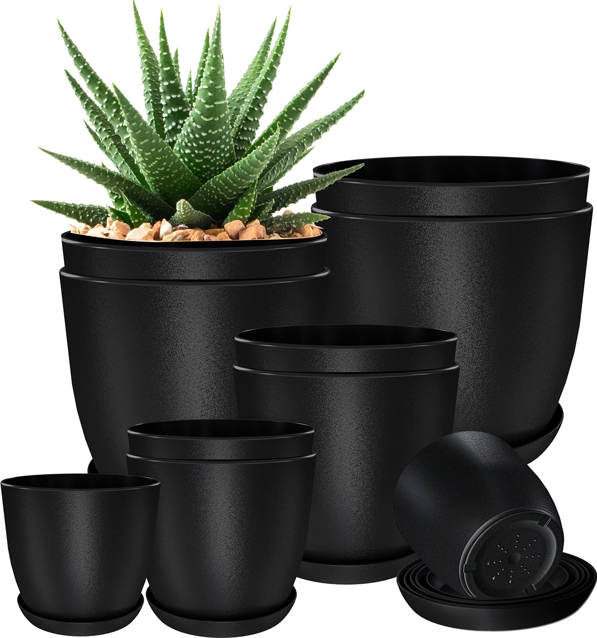 Plant Pots Indoor with Drainage, 10 Pack Multi-Size Planters Set, White