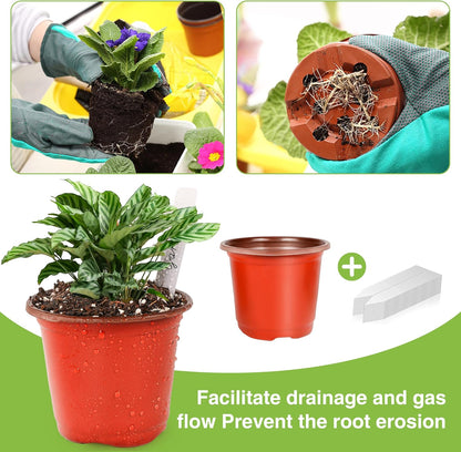 LWWTBS 4" Plastic Plant Nursery Pots 100 Pcs with 100 Labels