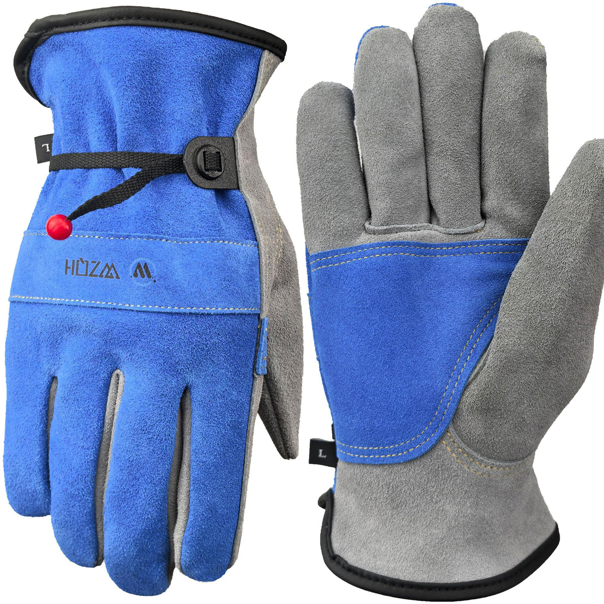 WZQH Leather Work Gloves for Men or Women.Gardening,Welding,Coffee-grey M
