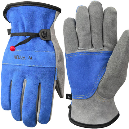 WZQH Leather Work Gloves for Men or Women.Gardening,Welding,Coffee-grey 2XL