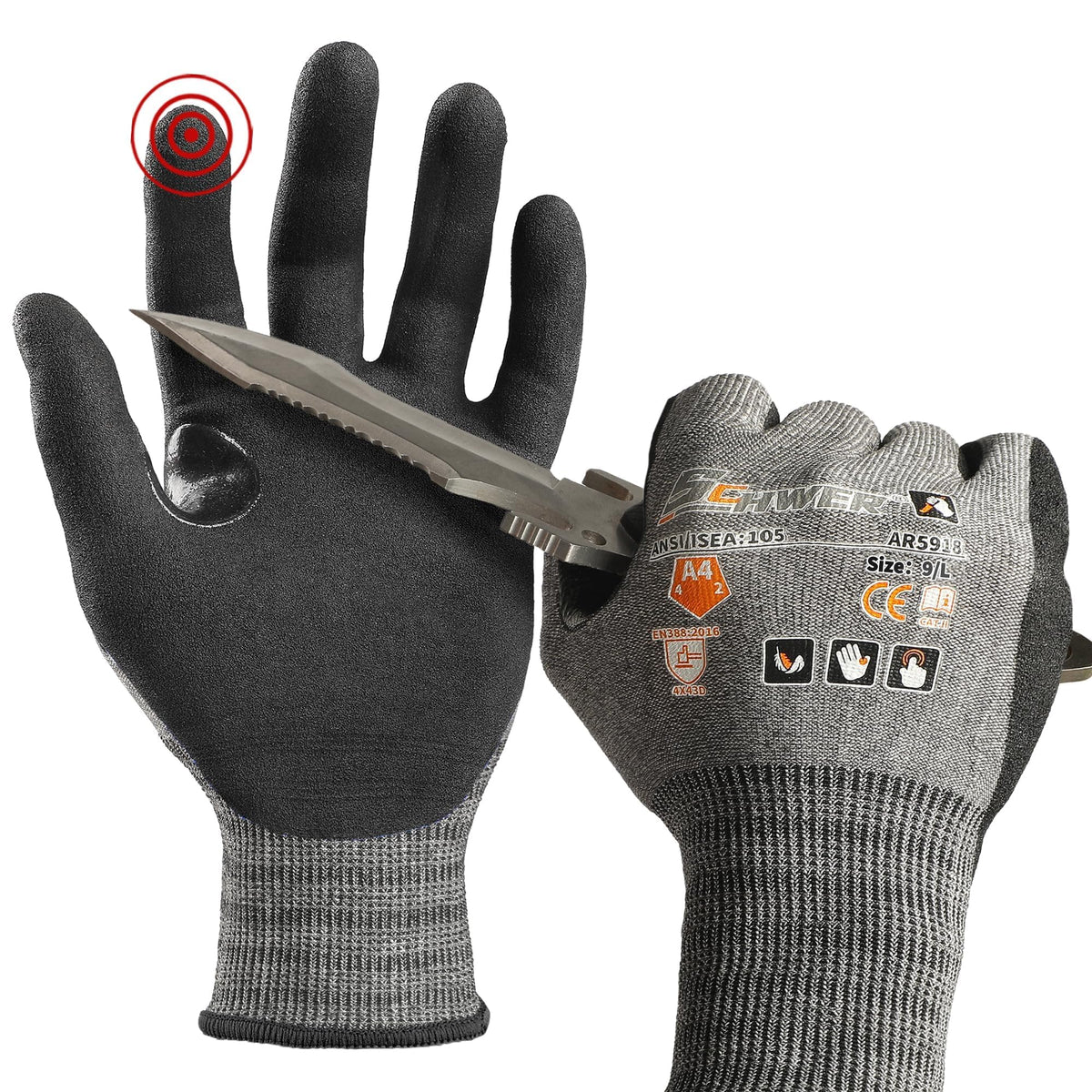 Schwer A4 AIR-SKIN Cut Resistant Work Gloves, Ultra Lightweight, AR5918, M