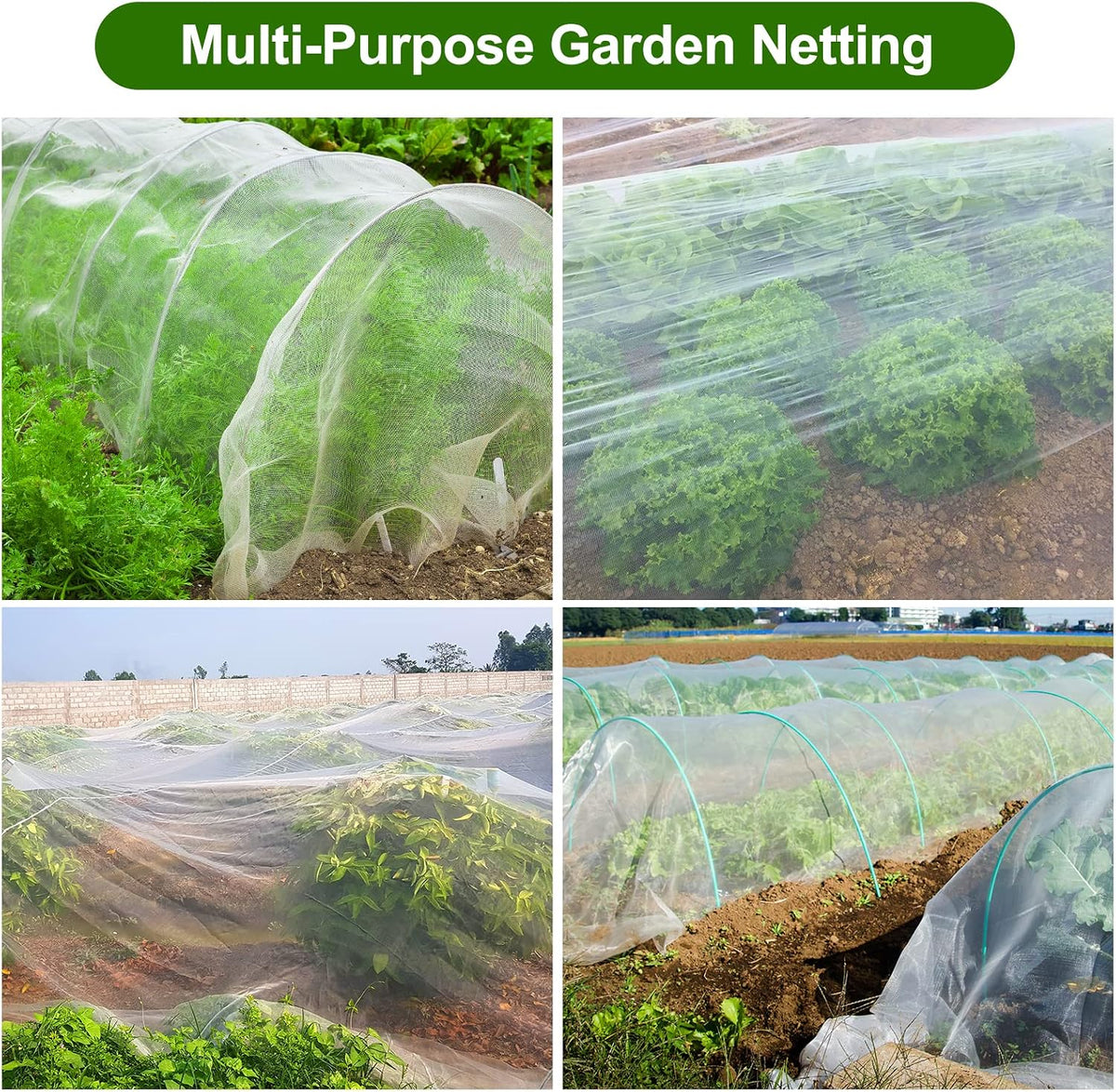 Jevrench 4 x 25 ft Garden Netting Row Cover, Ultra Fine Mesh for Plants