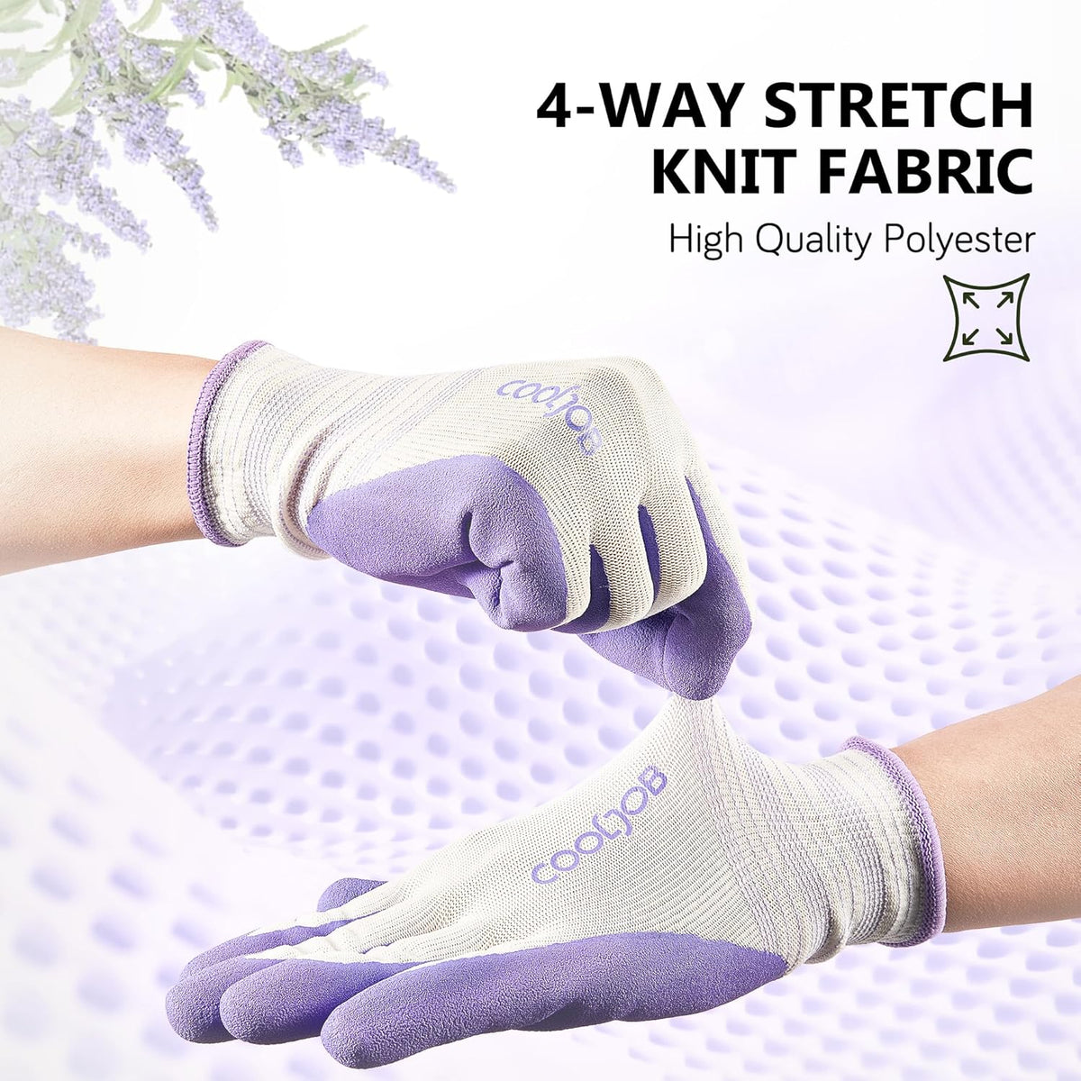 COOLJOB 6 Pairs Gardening Gloves for Women, Breathable Rubber Coated, M