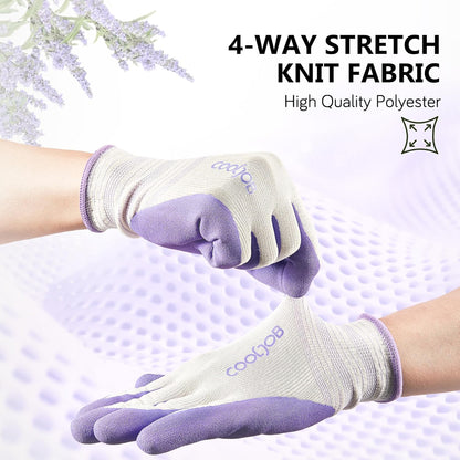 COOLJOB 6 Pairs Gardening Gloves for Women, Breathable Rubber Coated, M