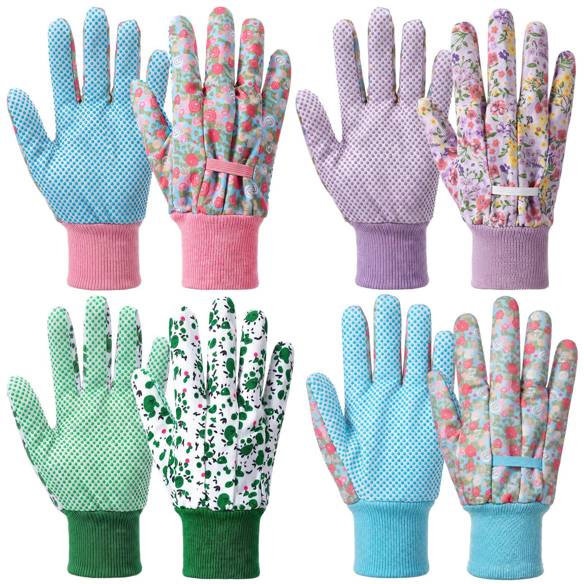 Queekay 8 Pairs Garden Gloves for Women Floral Gardening Gloves Breathable Cotton with Grip