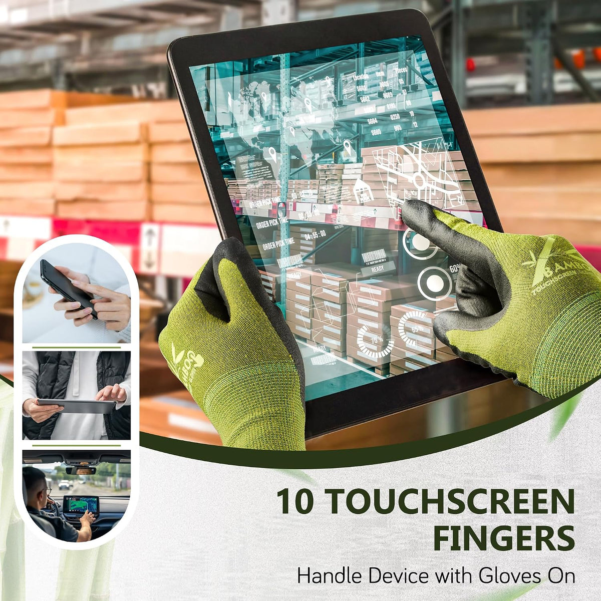COOLJOB Gardening Working Gloves, Touchscreen, Nitrile Coated