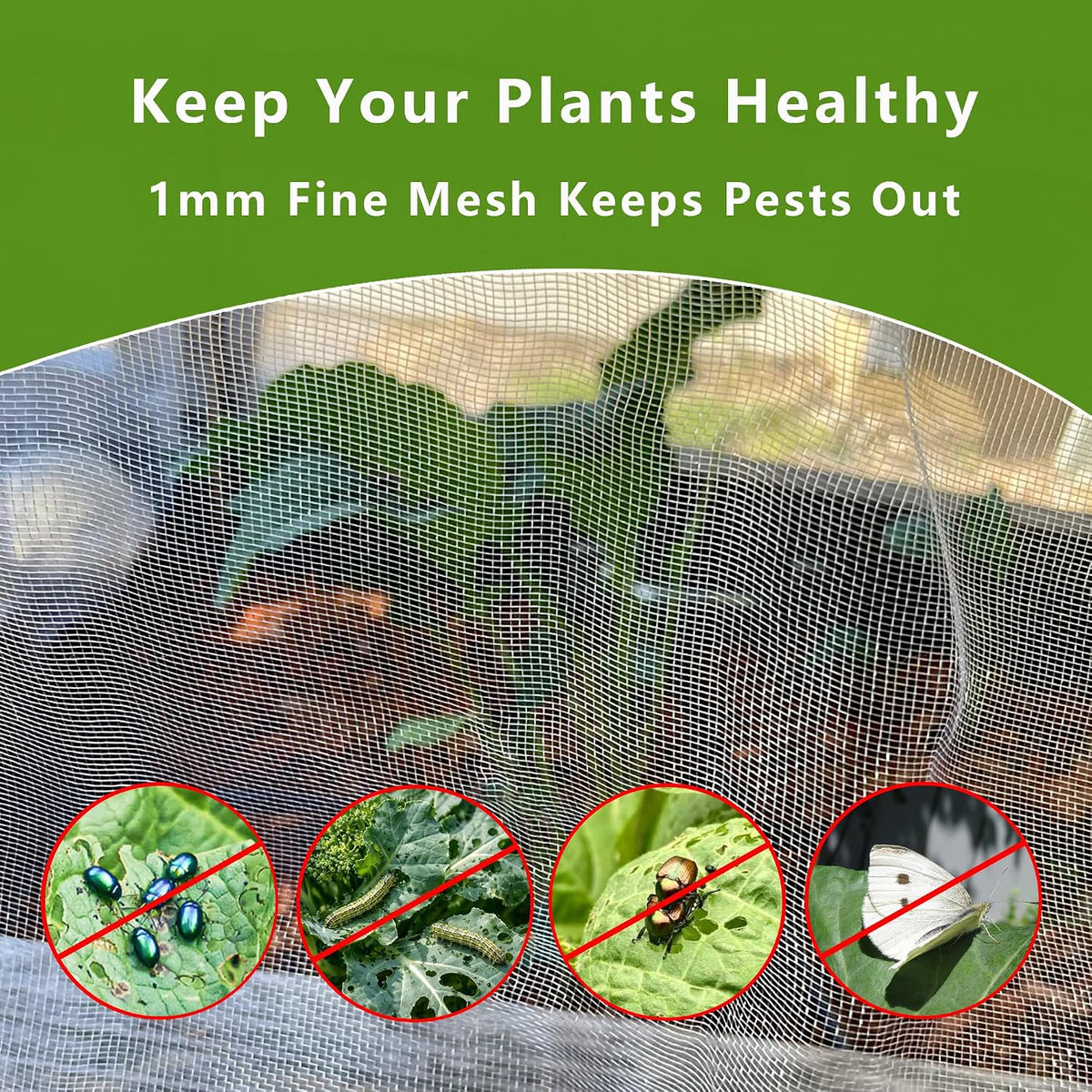 Durable Garden Fine Mesh Netting, 10x33ft Insect Netting for Plant