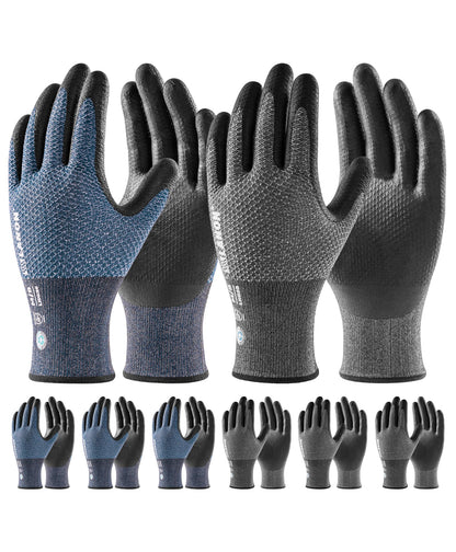 LANON Gardening Gloves for Men Women, 2 Pairs Nitrile Coated Garden Gloves with Grip, Breathable B.COMB AIR Technique, Dusty Olive & Bluebird, Medium
