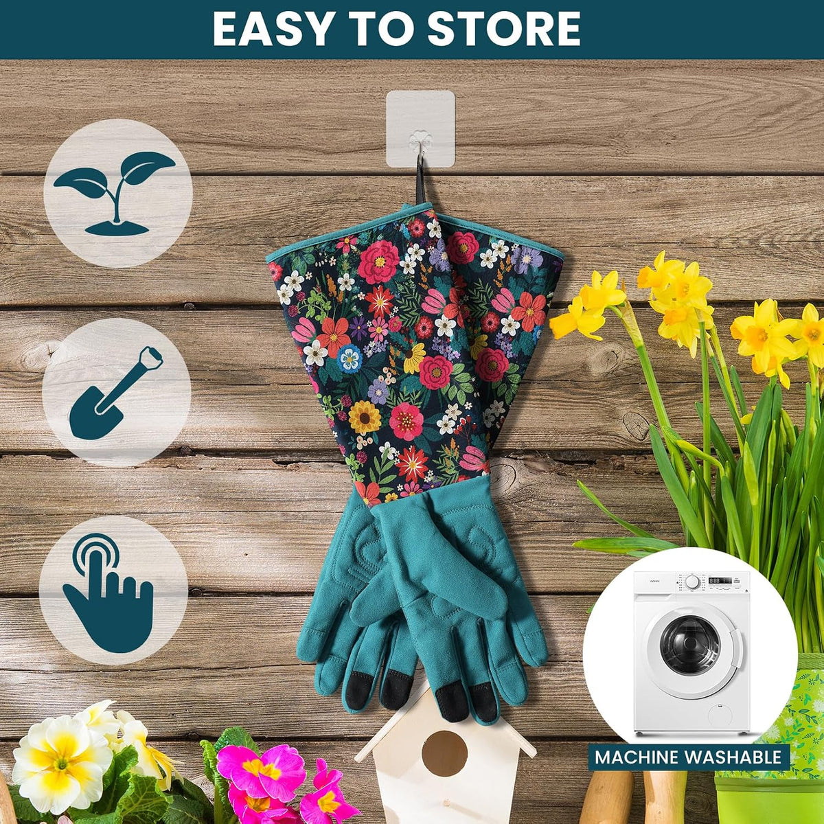 Gardening Gloves for Women, Long Garden Gloves with Grip, Thorn-Proof, Gift