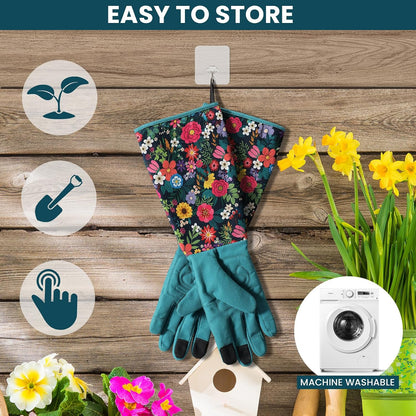 Gardening Gloves for Women, Long Garden Gloves with Grip, Thorn-Proof, Gift