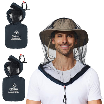 2 Pack Mosquito Head Net Mesh for Hiking & Outdoors,Bug Face Netting over Hat Adults Gnat Fly Insect Midge Protection
