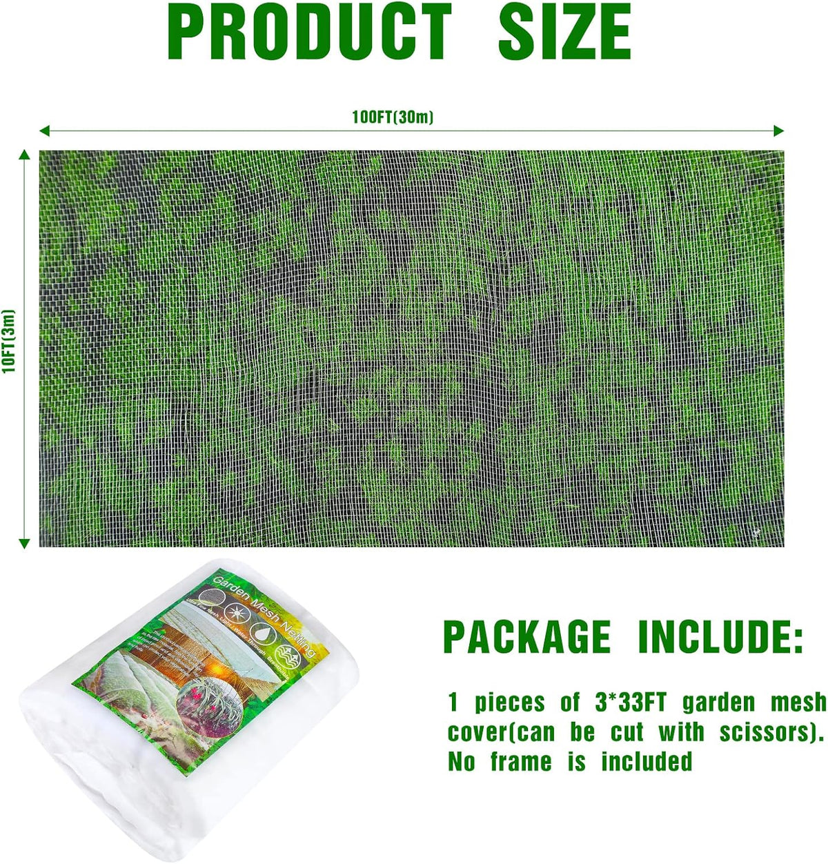 Woanger 10 X 100 Ft White Garden Bug Netting Ultra Fine Mesh for Plants