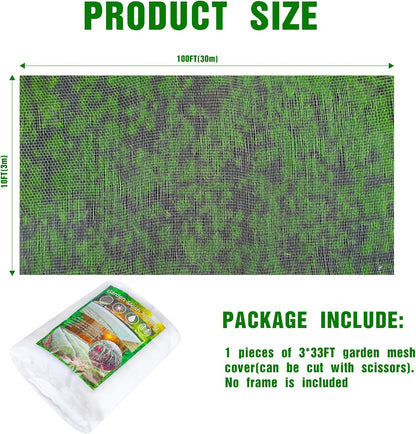 Woanger 10 X 100 Ft White Garden Bug Netting Ultra Fine Mesh for Plants