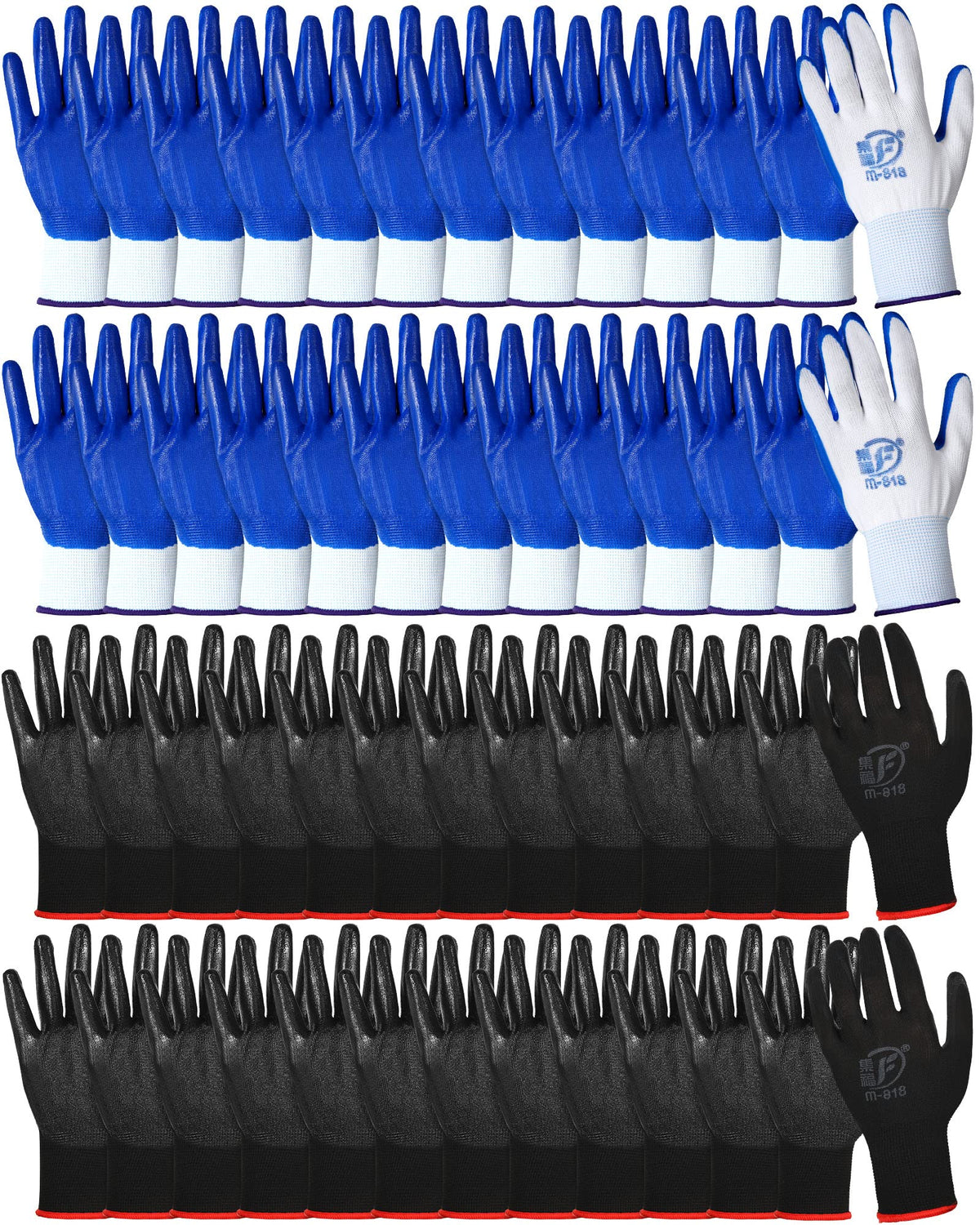 Nuogo 48 Pairs Garden Gloves for Men Work Gloves Bulk