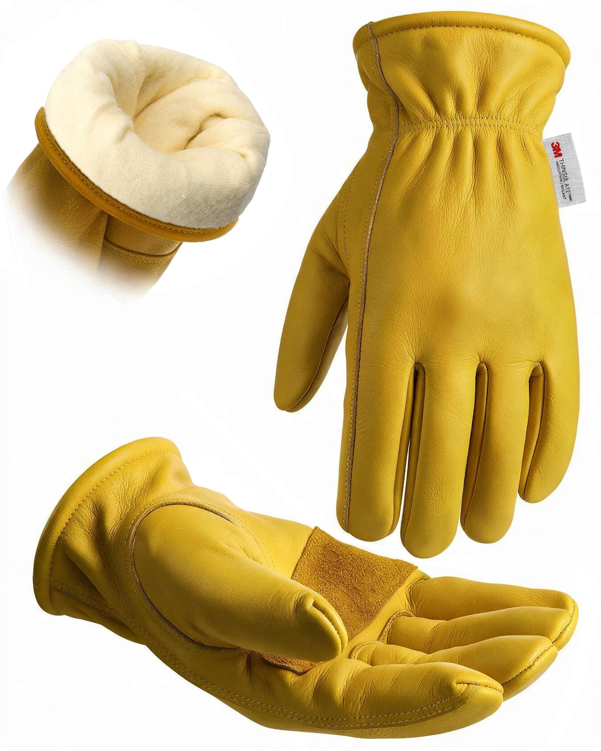 DULFINE Cowhide Leather Gardening Work Gloves for Men 1/3/12 Pairs