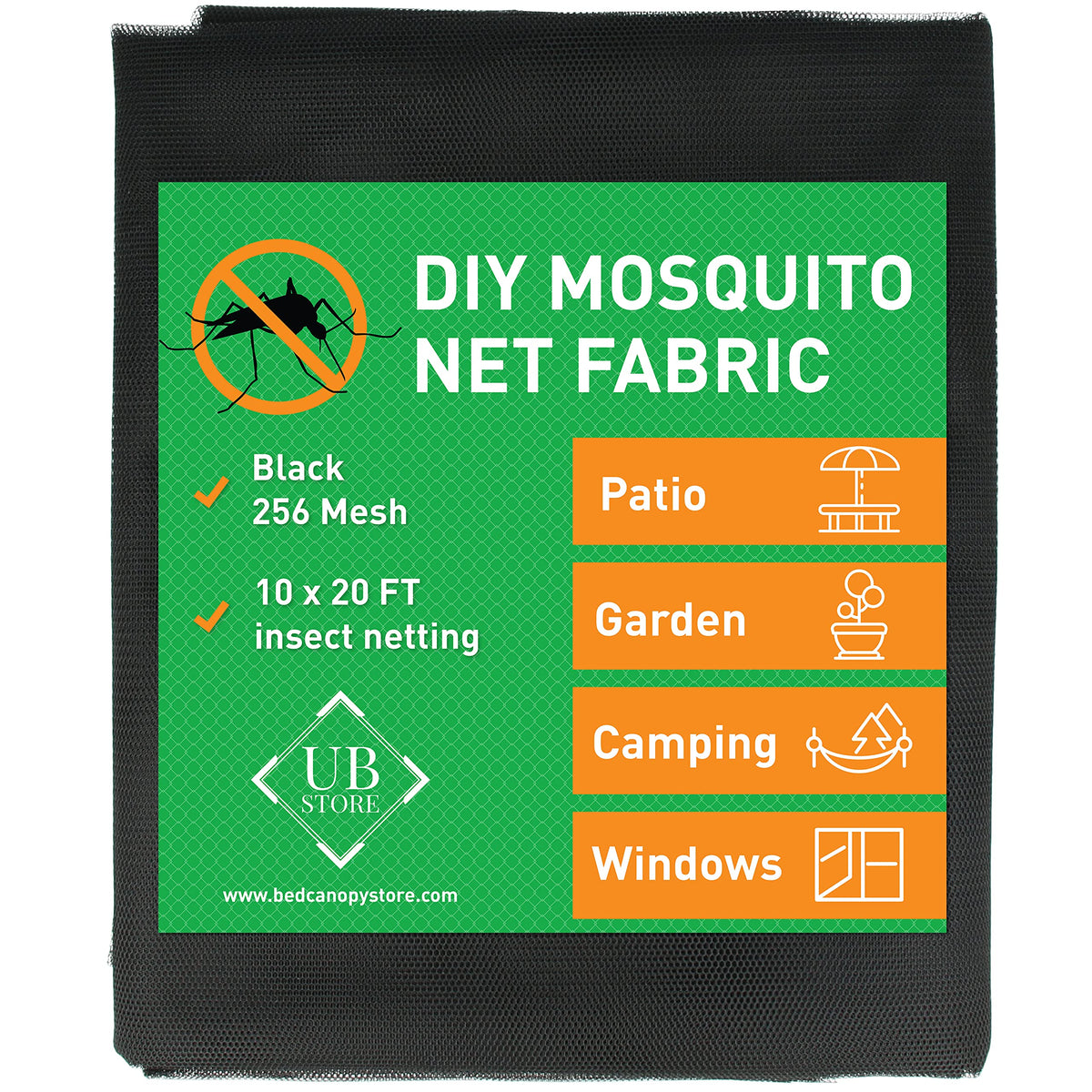 Green DIY Mosquito Net Fabric | 10x20 FT Netting | Insect Cover for Garden