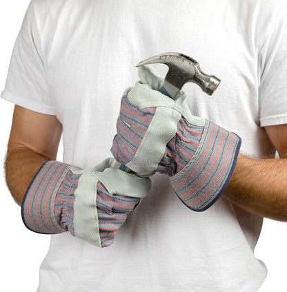 G & F Products Leather Work Gloves for Construction, Gardening and General Work