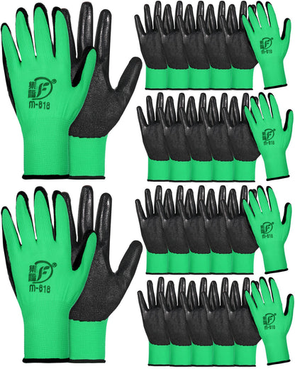 Nuogo 24 Pairs Gardening Gloves for Men Women Rubber Coated Landscaping Work Gloves Safety Work Construction