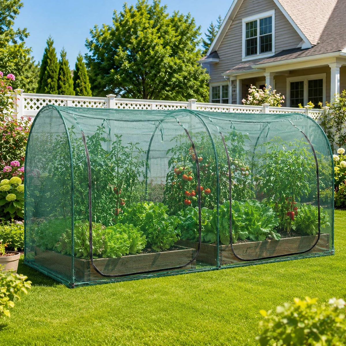 Large Tunnel 8.2'x4' Plant Netting Cover 4FT Tall Crop Cage Netting Pest Guard Cover for Vegetables Fruits Durable Gardening Net for Plant and Animal