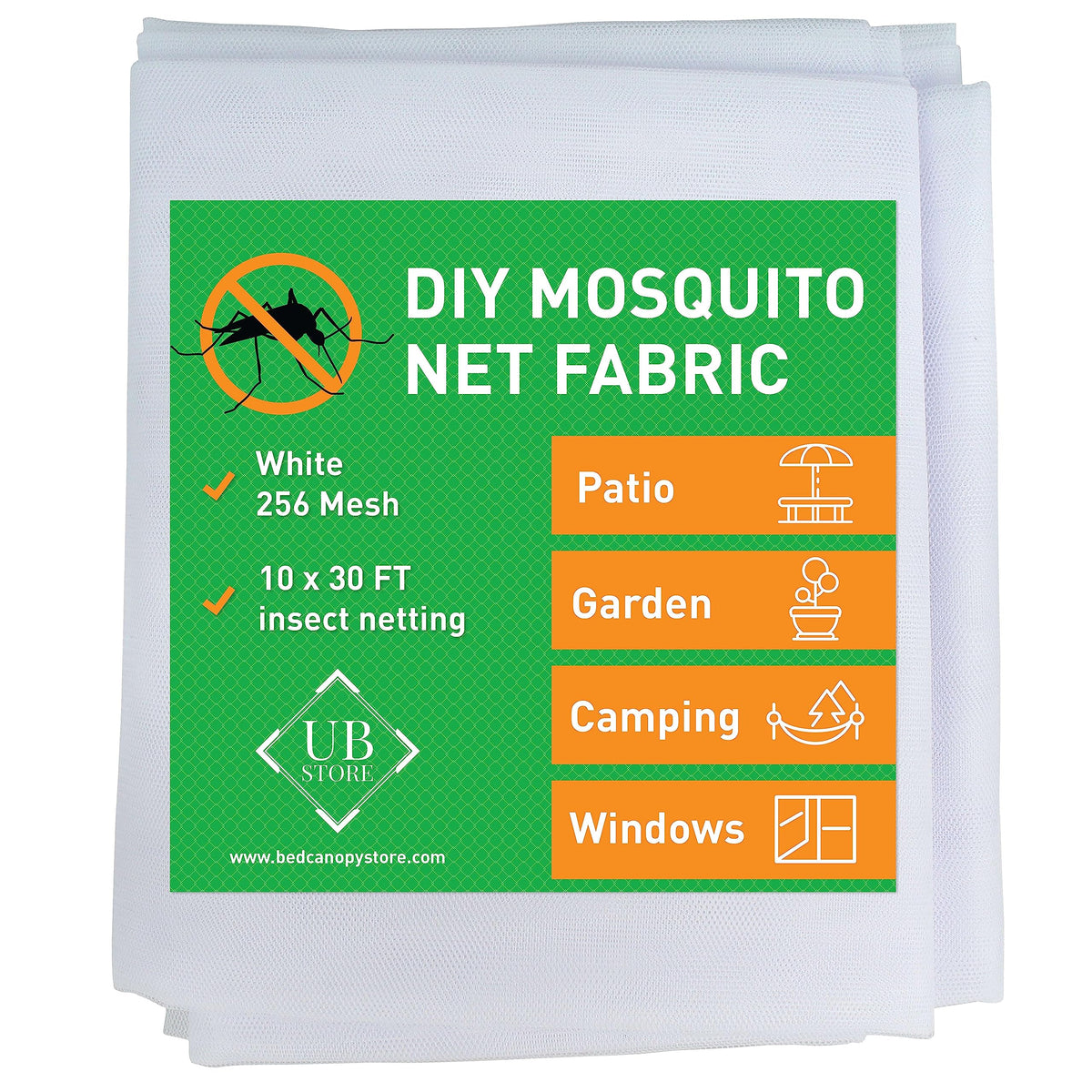 Green DIY Mosquito Net Fabric | 10x20 FT Netting | Insect Cover for Garden